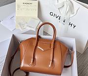 Okify Givenchy Mini Antigona Lock Bag In Brown Box Leather 20x22x13cm  - 2