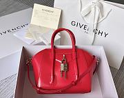 Okify Givenchy Mini Antigona Lock Bag In Red Box Leather 20x22x13cm  - 1