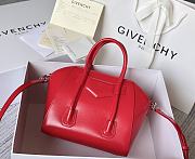 Okify Givenchy Mini Antigona Lock Bag In Red Box Leather 20x22x13cm  - 2