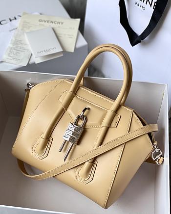 Okify Givenchy Mini Antigona Lock Bag In Beige Box Leather 20x22x13cm 