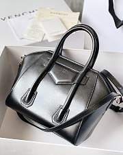 Okify Givenchy Mini Antigona Lock Bag In Black Box Leather With Silver Hardware 20x22x13cm  - 3