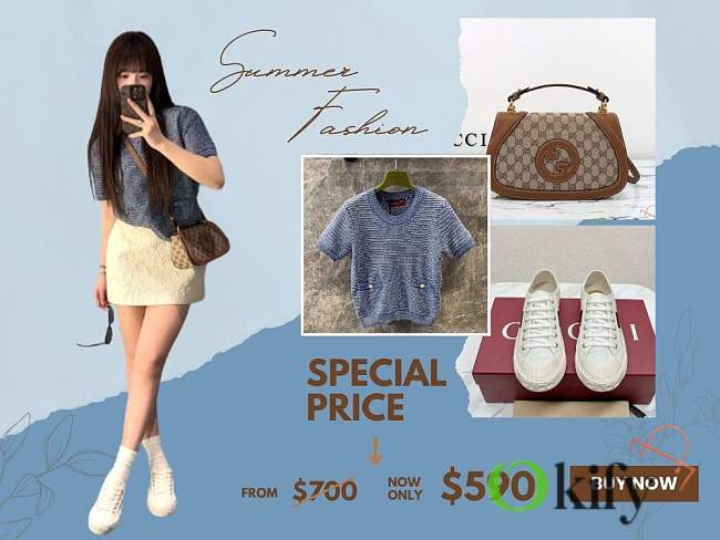 Okify Combo 2: Gucci T-shirt + bag + sneakers $700 => $590  - 1