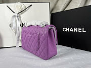 Okify CC Classic Flap Bag In Purple With Silver Hardware 25.5x14x7cm - 3