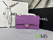 Okify CC Classic Flap Bag In Purple With Silver Hardware 25.5x14x7cm - 1