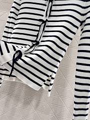 Okify Dior Shawl Collar Striped Knit White Top SML  - 2