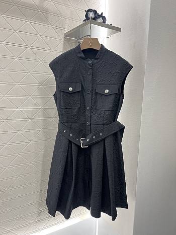 Okify Dior Black Sleeveless Belt Dress SML 