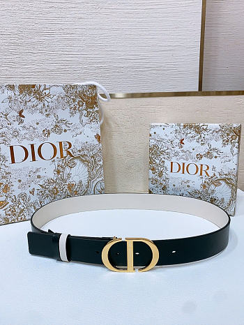 Okify Dior 30 Montaigne Reversible Belt In Black And Latte 34mm 