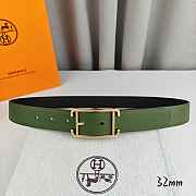 Okify Hermes Green And Black Belt With Silver/Gold Buckle 32mm 21886 - 1