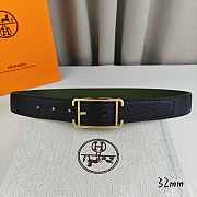 Okify Hermes Green And Black Belt With Silver/Gold Buckle 32mm 21886 - 2