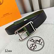 Okify Hermes Green And Black Belt With Silver/Gold Buckle 32mm 21886 - 3