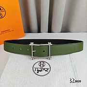 Okify Hermes Green And Black Belt With Silver/Gold Buckle 32mm 21887 - 2