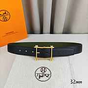 Okify Hermes Green And Black Belt With Silver/Gold Buckle 32mm 21887 - 3