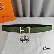 Okify Hermes Green And Black Belt With Silver/Gold Buckle 32mm 21888 - 1