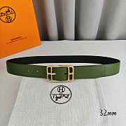 Okify Hermes Green And Black Belt With Silver/Gold Buckle 32mm 21890 - 1