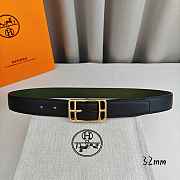 Okify Hermes Green And Black Belt With Silver/Gold Buckle 32mm 21890 - 2