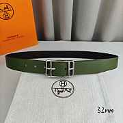 Okify Hermes Green And Black Belt With Silver/Gold Buckle 32mm 21890 - 3