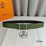 Okify Hermes Green And Black Belt With Silver/Gold Buckle 32mm 21891 - 3