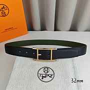 Okify Hermes Green And Black Belt With Silver/Gold Buckle 32mm 21891 - 2