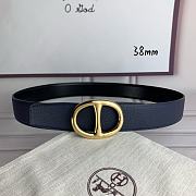 Okify Hermes Dark Blue And Black Belt With Black/Silver/Gold Buckle 38mm 21892 - 2