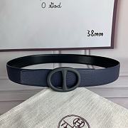 Okify Hermes Dark Blue And Black Belt With Black/Silver/Gold Buckle 38mm 21892 - 3