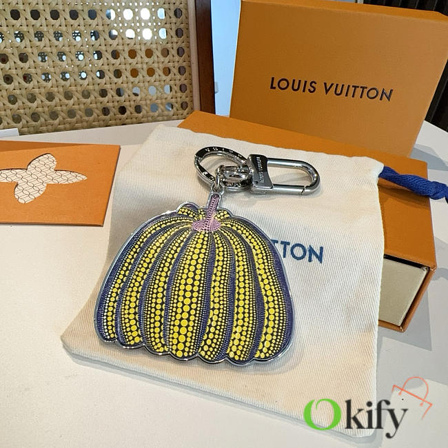 Okify Louis Vuitton Yayoi Kusama Yellow Pumpkin Key Chain  - 1