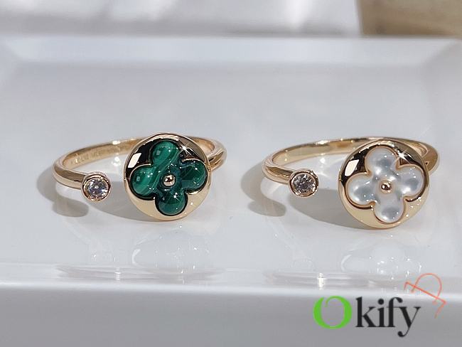 Okify Louis Vuitton Green/White Flower Ring  - 1