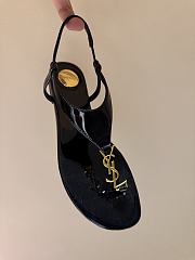 Okify YSL Black Shine Sandals 1cm EU35-41  - 2