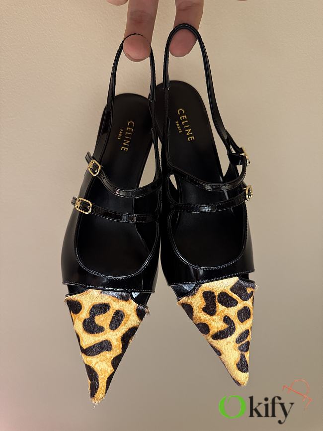 Okify Celine Leopard Toe Two Straps Slingback EU35-41 - 1