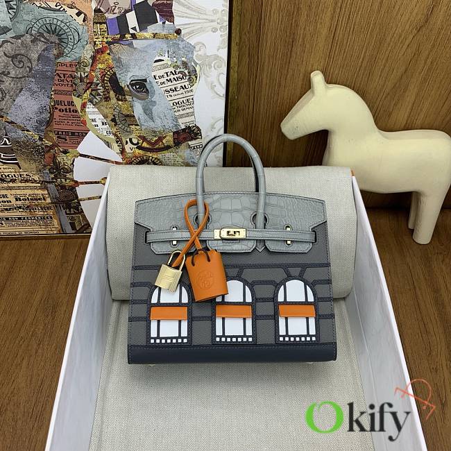 Okify Hermes Faubourg Birkin Bag In Gray Crocodile 20cm - 1