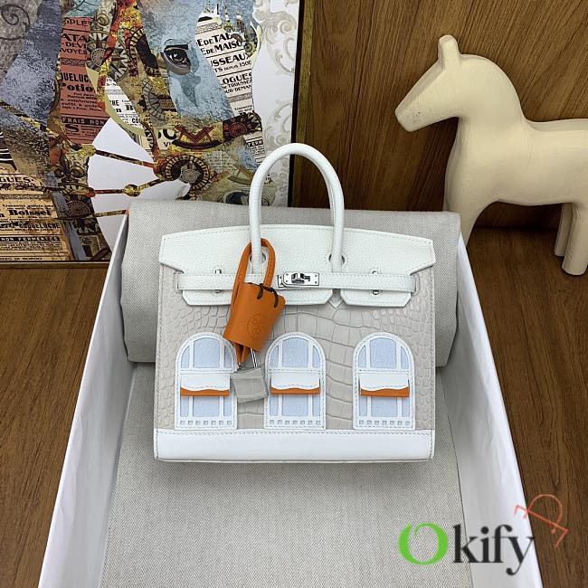 Okify Hermes Faubourg Birkin Bag In White Crocodile 20cm - 1