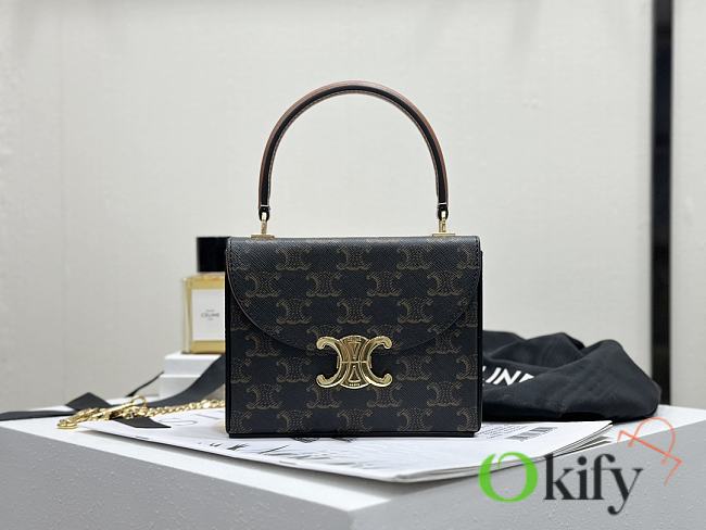Okify Celine Box Blandine In Brown Patent Calfskin 16x12.3x4cm  - 1
