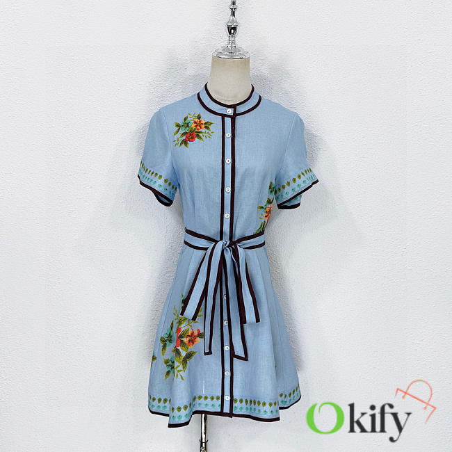 Okify Aston Studio Blue Dress With Flowers S-XL  - 1