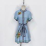 Okify Aston Studio Blue Dress With Flowers S-XL  - 1
