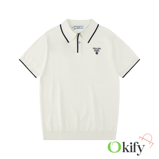 Okify Prada White Polo Shirt M-3XL  - 1