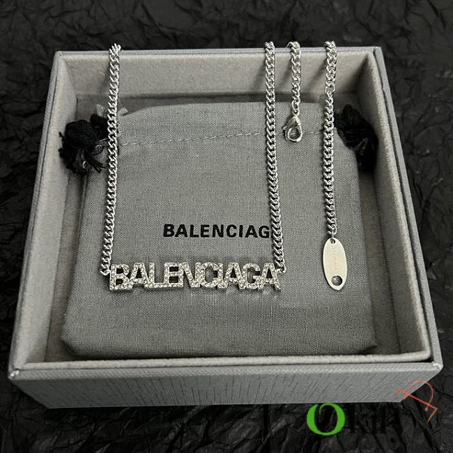 Okify Balenciaga Silver Diamond Letter Necklace - 1