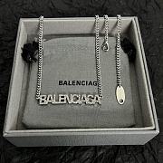 Okify Balenciaga Silver Diamond Letter Necklace - 1