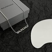 Okify Balenciaga Silver Diamond Letter Necklace - 3