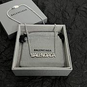 Okify Balenciaga Silver Diamond Letter Necklace - 5