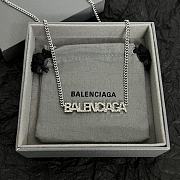 Okify Balenciaga Silver Diamond Letter Necklace - 2