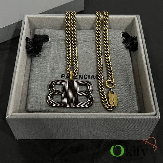 Okify Balenciaga Brass And Ancient Gold Necklace - 1
