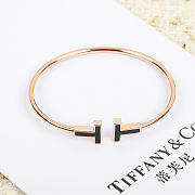 Okify Tiffany Black Double T Rose Gold Bracelet  - 4