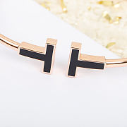 Okify Tiffany Black Double T Rose Gold Bracelet  - 3