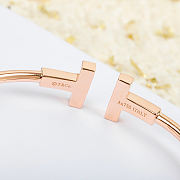 Okify Tiffany White Double T Rose Gold Bracelet  - 5