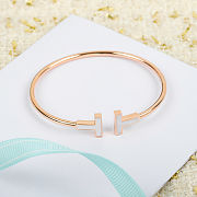 Okify Tiffany White Double T Rose Gold Bracelet  - 1