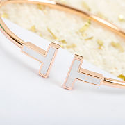 Okify Tiffany White Double T Rose Gold Bracelet  - 4