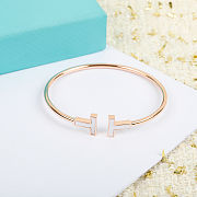 Okify Tiffany White Double T Rose Gold Bracelet  - 3