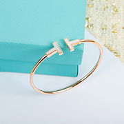 Okify Tiffany White Double T Rose Gold Bracelet  - 2