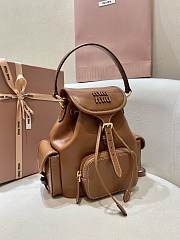 Okify MiuMiu Small Leather Backpack In Brown 18x22x11.5cm  - 4