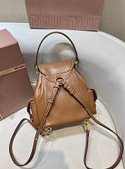 Okify MiuMiu Small Leather Backpack In Brown 18x22x11.5cm  - 5