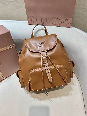 Okify MiuMiu Leather Backpack In Brown 25x29.5x12.5cm 